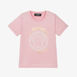 Girls Pink Cotton Medusa T-Shirt