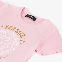 Versace-Girls Pink Cotton Medusa T-Shirt | Childrensalon