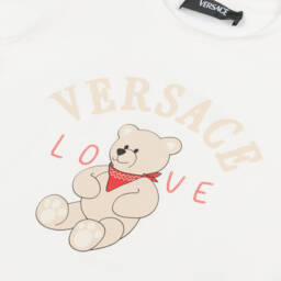Versace-Ivory Cotton Teddy Bear Logo Top | Childrensalon