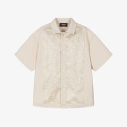Junior Boys Beige Jersey Shirt with Whisper Barocco Trims