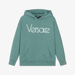 Junior Boys Green Cotton Hoodie