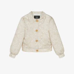 Junior Girls Beige Whisper Barocco Satin Jacket