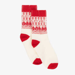 Versace-Red Fair Isle Wool Junior Socks | Childrensalon