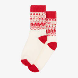 Versace-Red Fair Isle Wool Junior Socks | Childrensalon