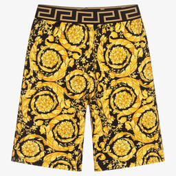 Versace-Teen Black & Gold Barocco Shorts | Childrensalon