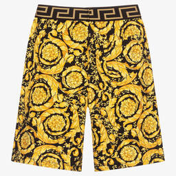 Versace-Teen Black & Gold Barocco Shorts | Childrensalon