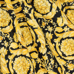Versace-فستان قطن لون أسود وذهبي بطبعة باروك للمراهقات | Childrensalon