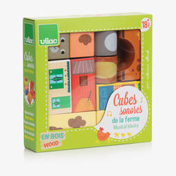 Vilac-Wooden Farm Musical Blocks (8cm) | Childrensalon