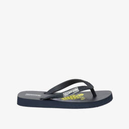 Vilebrequin-Boys Navy Blue Flip Flops with Turtle Print | Childrensalon