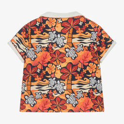 Vilebrequin-Boys Orange Cotton Turtle Print Shirt | Childrensalon