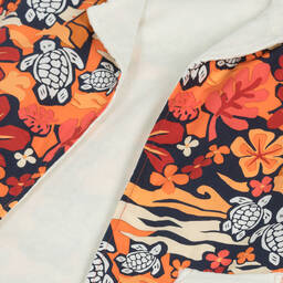 Vilebrequin-Boys Orange Cotton Turtle Print Shirt | Childrensalon