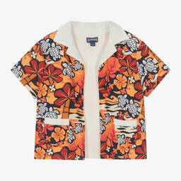 Vilebrequin-Boys Orange Cotton Turtle Print Shirt | Childrensalon