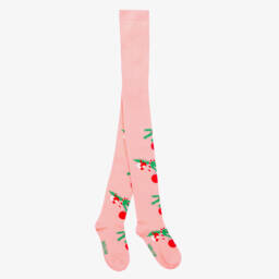 Wauw Capow-Girls Pink Organic Cotton Festive Tights | Childrensalon