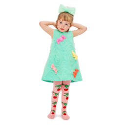 Wauw Capow-Girls Pink Organic Cotton Festive Tights | Childrensalon