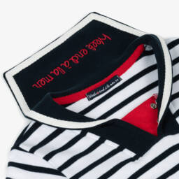 Week-end à la mer-توب بتصميم بحري قطن مقلم لون أبيض وكحلي | Childrensalon