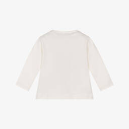 Week-end à la mer-Топ кремовый из хлопкового трикотажа с машиной для девочек | Childrensalon