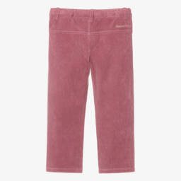 Week-end à la mer-Girls Pink Corduroy Trousers with Scalloped Patch Pockets | Childrensalon