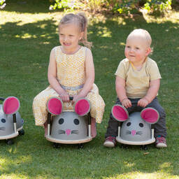 Wheely Bug-Grey & Pink Mouse Ride-On Toy (32cm) | Childrensalon