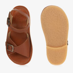 Young Soles-Brown Leather Buckle Sandals | Childrensalon