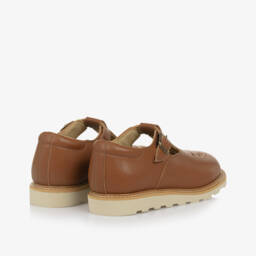 Young Soles-Girls Brown Faux Leather T-Bar Buckle Shoes | Childrensalon