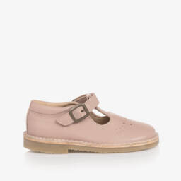 Young Soles-Girls Pale Pink Leather T-Bar Shoes | Childrensalon