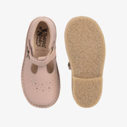 Young Soles-Girls Pale Pink Leather T-Bar Shoes | Childrensalon