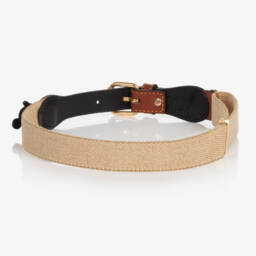 Zaccone-Beige Cotton & Leather Mouse Belt | Childrensalon