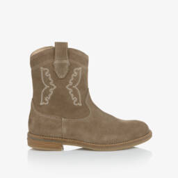 Zadig&Voltaire-Ковбойские сапоги кремовые из замшевой кожи для девочек | Childrensalon