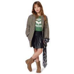 Zadig&Voltaire-تنورة بتطريز أجنحة جلد صناعي لون أسود | Childrensalon