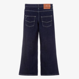 Zadig&Voltaire-Girls Dark Blue Denim Wide-Leg Flared Jeans | Childrensalon