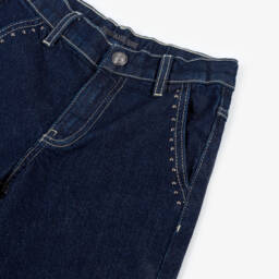 Zadig&Voltaire-Girls Dark Blue Denim Wide-Leg Flared Jeans | Childrensalon