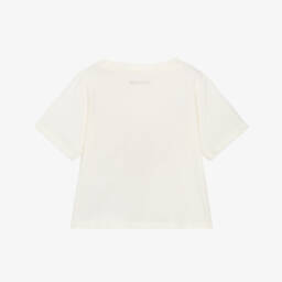 Zadig&Voltaire-Girls Ivory Cotton T-Shirt with Red Logo | Childrensalon