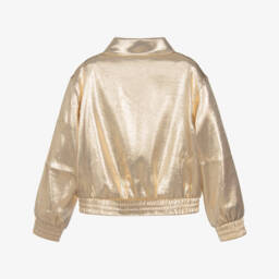 Zadig&Voltaire-Girls Metallic Gold Bomber Jacket | Childrensalon