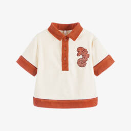 Girls Cream Towelling Polo Top