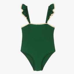 Zimmermann-Girls Green Ruffle Swimsuit | Childrensalon