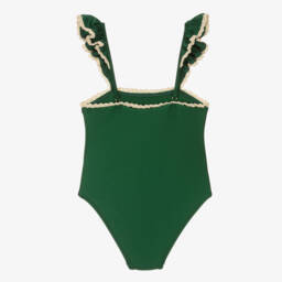 Zimmermann-Girls Green Ruffle Swimsuit | Childrensalon