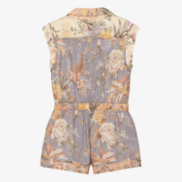 Zimmermann-Girls Pink Cotton Floral Playsuit | Childrensalon
