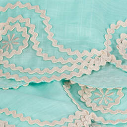 Zimmermann-Girls Turquoise Blue Cotton Blouse | Childrensalon