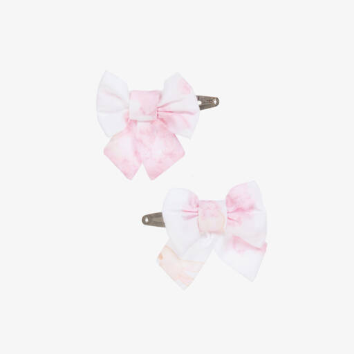 A Dee-Girls White Floral Print Hair Clips (2 Pack)  | Childrensalon