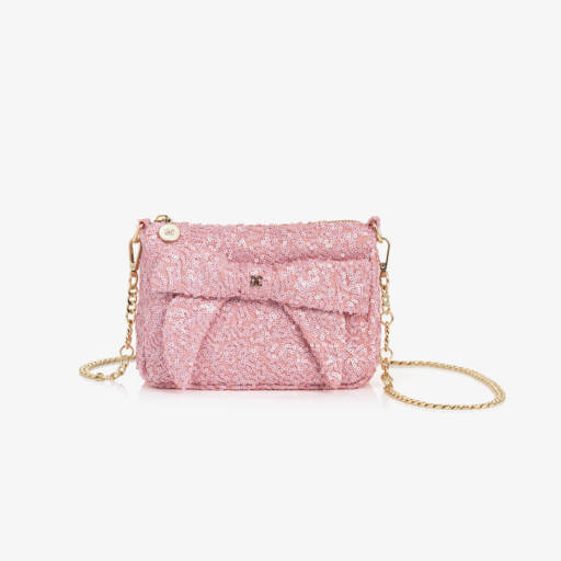 Abel & Lula-Girls Pink Sequin Bow Handbag (18cm) | Childrensalon