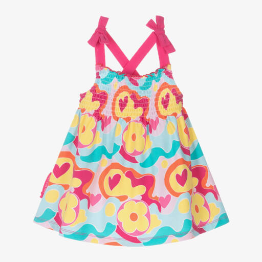 Agatha Ruiz de la Prada-Girls Pink Cotton Flower Print Dress | Childrensalon
