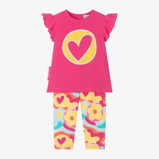 Agatha Ruiz de la Prada-Girls Pink Cotton Leggings Set | Childrensalon
