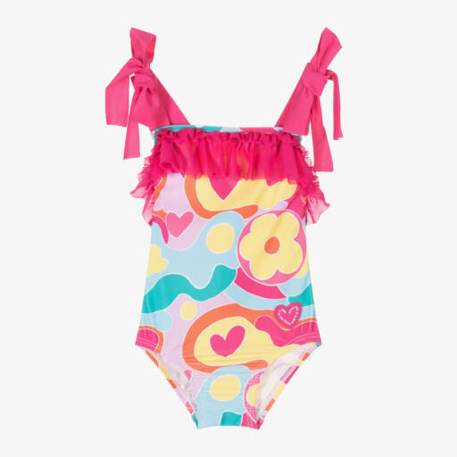 Agatha Ruiz de la Prada-Girls Pink Flower Print Swimsuit | Childrensalon