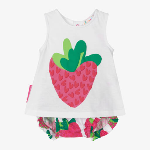 Agatha Ruiz de la Prada-Girls White Cotton Strawberry Shorts Set | Childrensalon