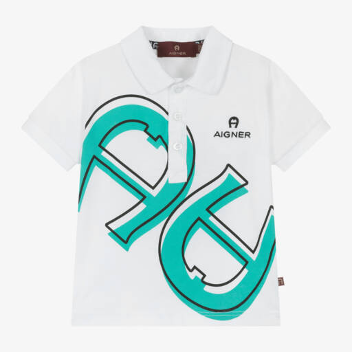 AIGNER-Baby Boys White Horseshoe Logo Polo Shirt | Childrensalon