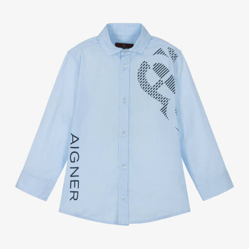 AIGNER-Boys Blue Cotton Shirt | Childrensalon