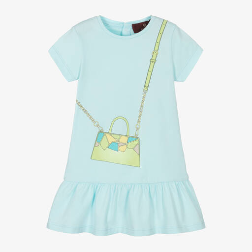 AIGNER-Girls Blue Cotton Jersey Dress | Childrensalon