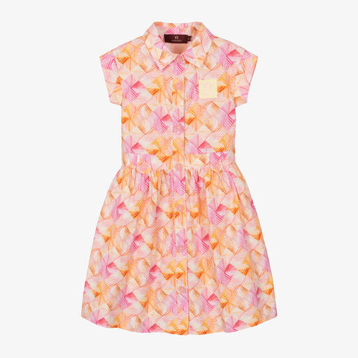 AIGNER-Girls Pink Geometric Cotton Shirt Dress | Childrensalon