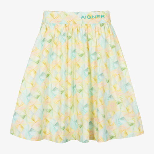 AIGNER-Girls Yellow Pastel Print Skirt | Childrensalon