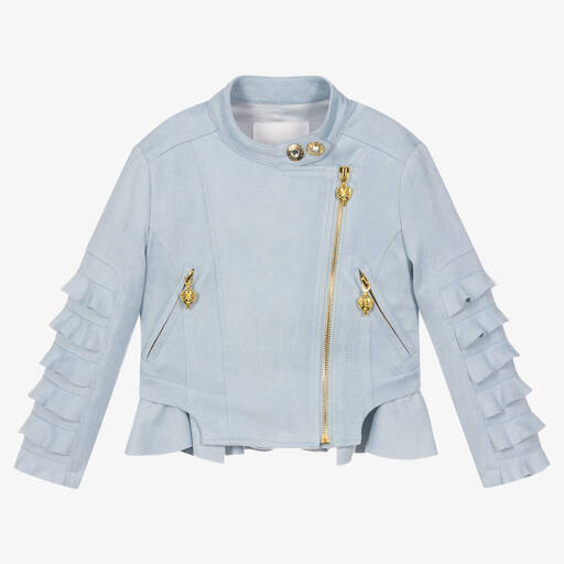 Angel's Face-Girls Blue Faux Suede Biker Jacket | Childrensalon